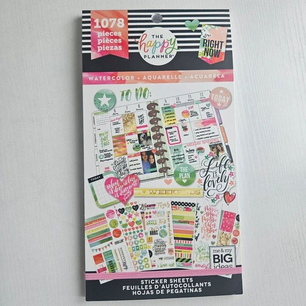 The Happy Planner Watercolor Sticker Book Multicolor 30 Sheets 1557 Pcs